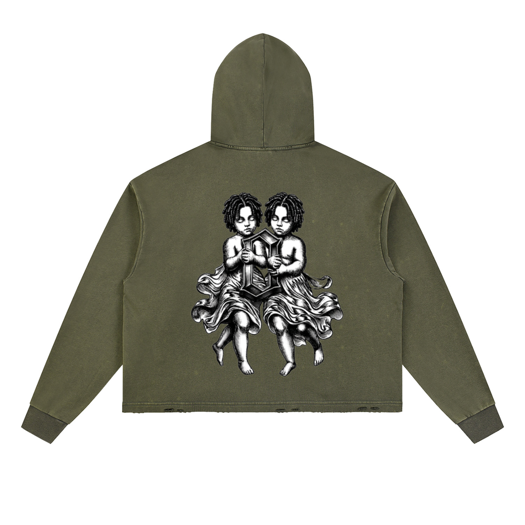 The Weight Of Originality (TWO) Vintage Washed Frayed-Hem Hoodie