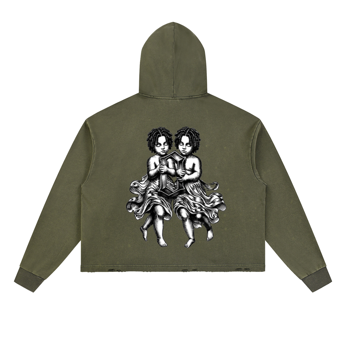 The Weight Of Originality (TWO) Vintage Washed Frayed-Hem Hoodie