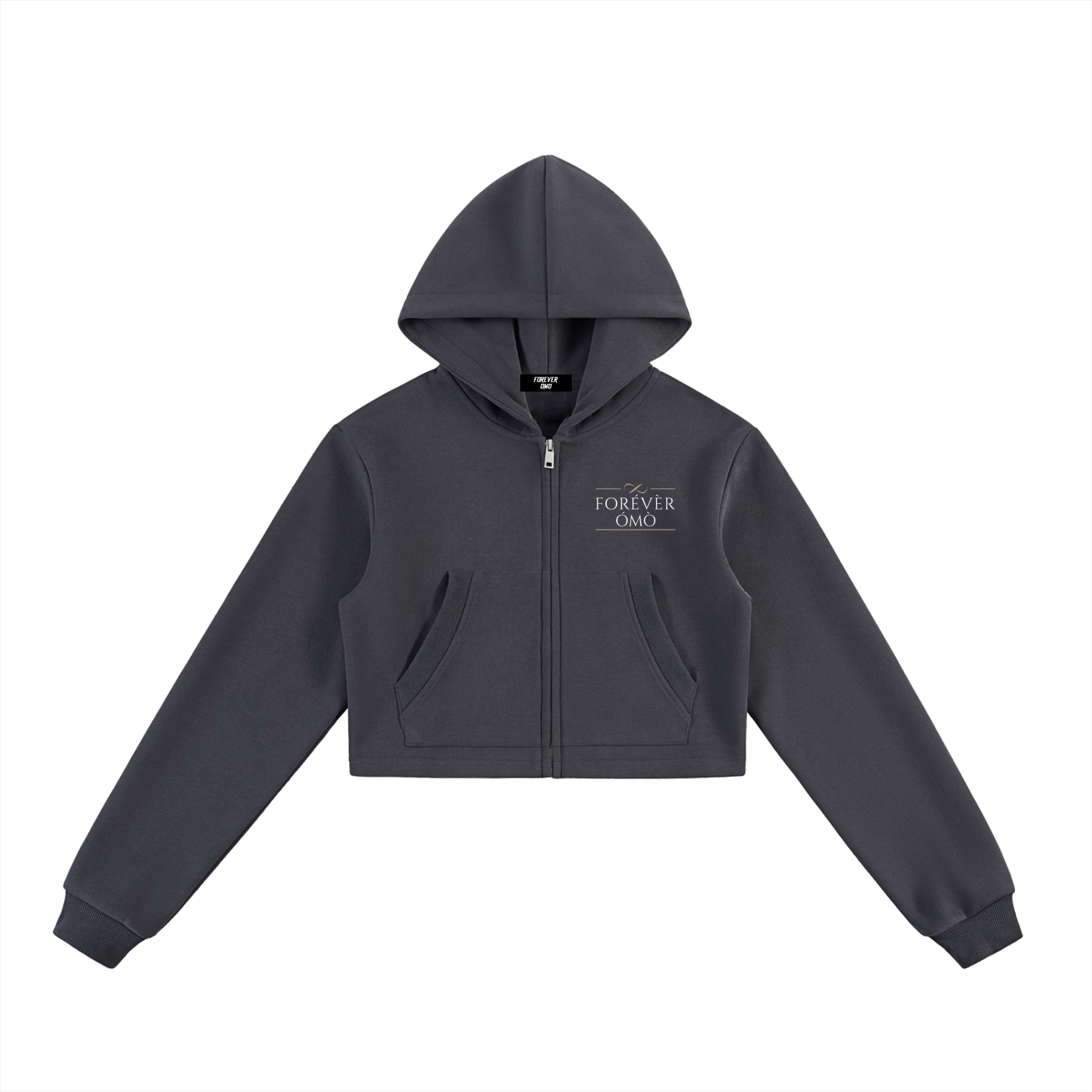 Forever OMO Essential Cropped Zip-Up Hoodie