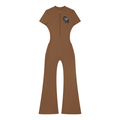 "OM" Fared Leg Quarter Zip Jumpsuit