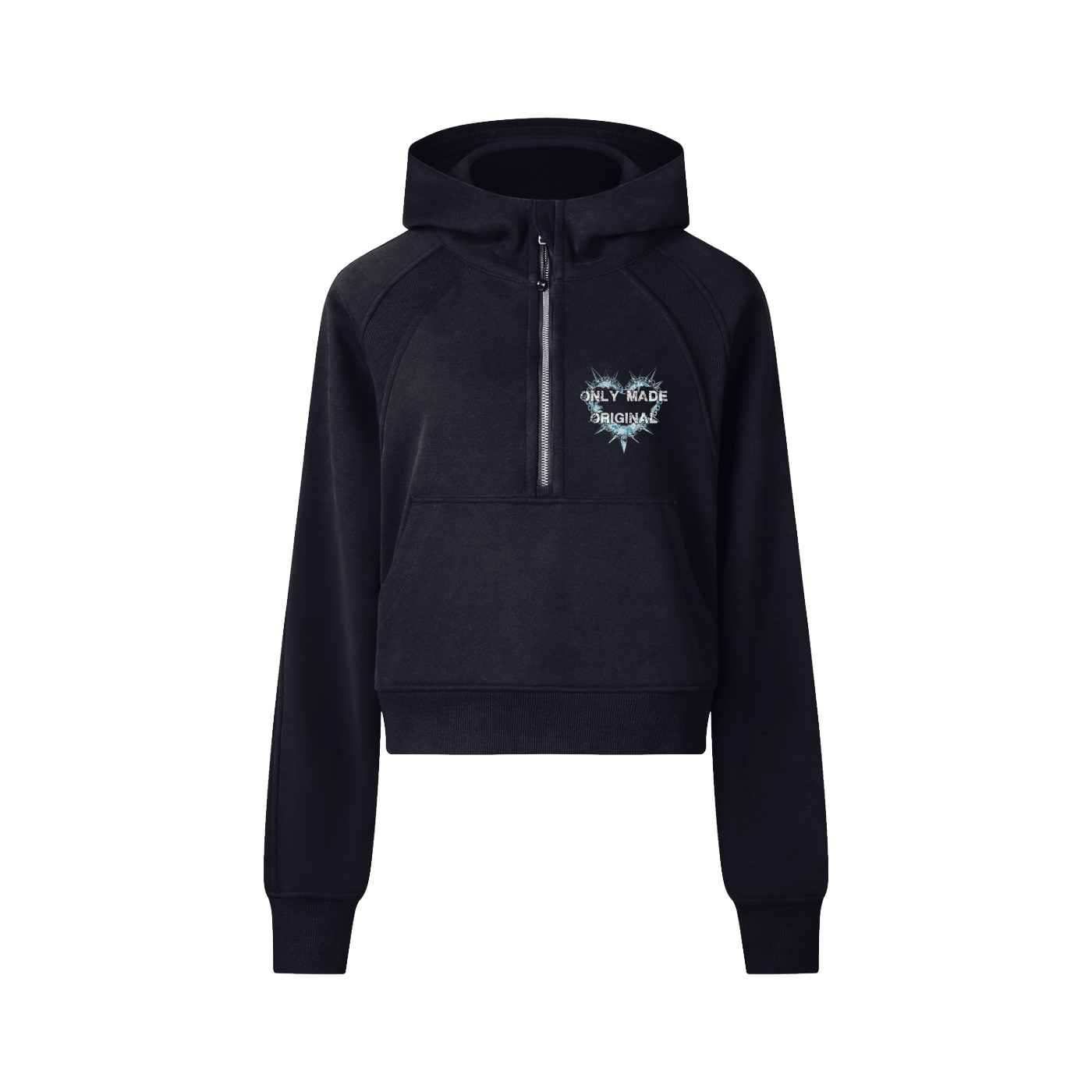 Protected Heart Cropped Half-Zip Hoodie