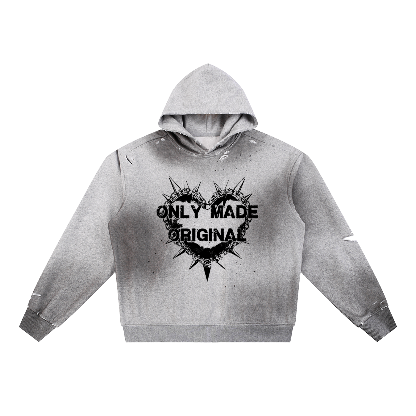 Protected Heart Sun Fade Frayed Fleece Hoodier