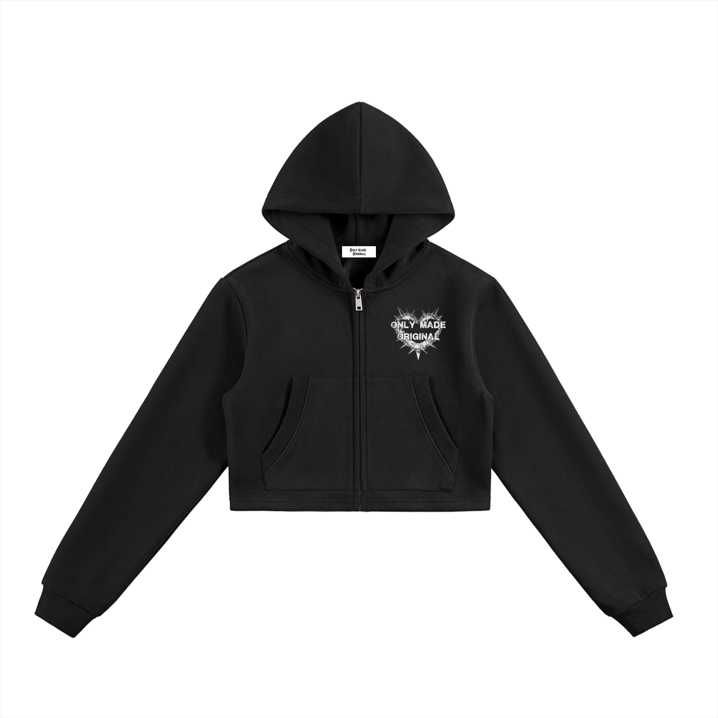 Essential Cropped Protected Heart Zip-Up Hoodie