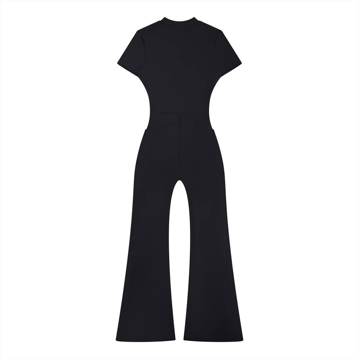 "OM" Fared Leg Quarter Zip Jumpsuit