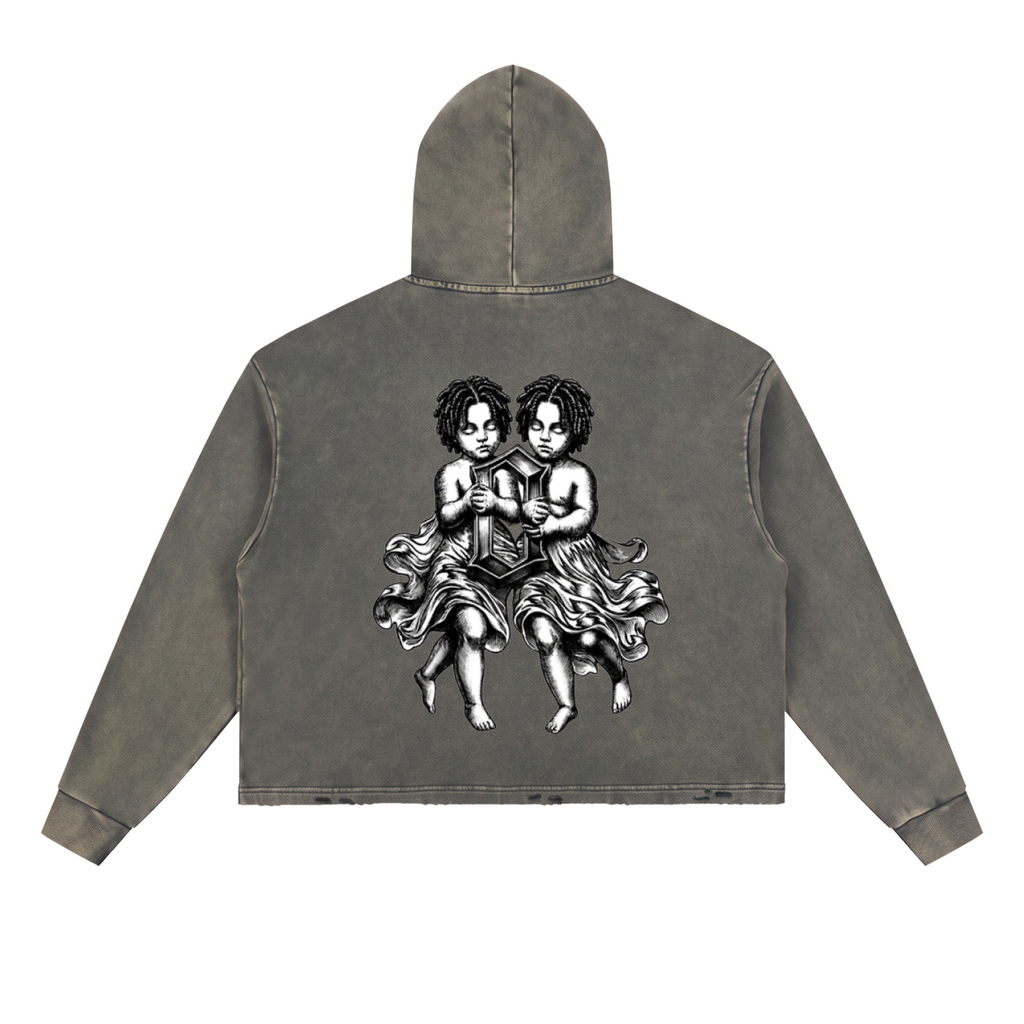 The Weight Of Originality (TWO) Vintage Washed Frayed-Hem Hoodie