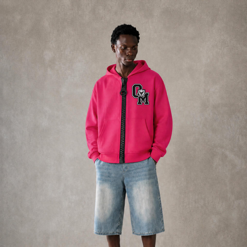 "OM" Oversized Zipper Boxy Zip-up