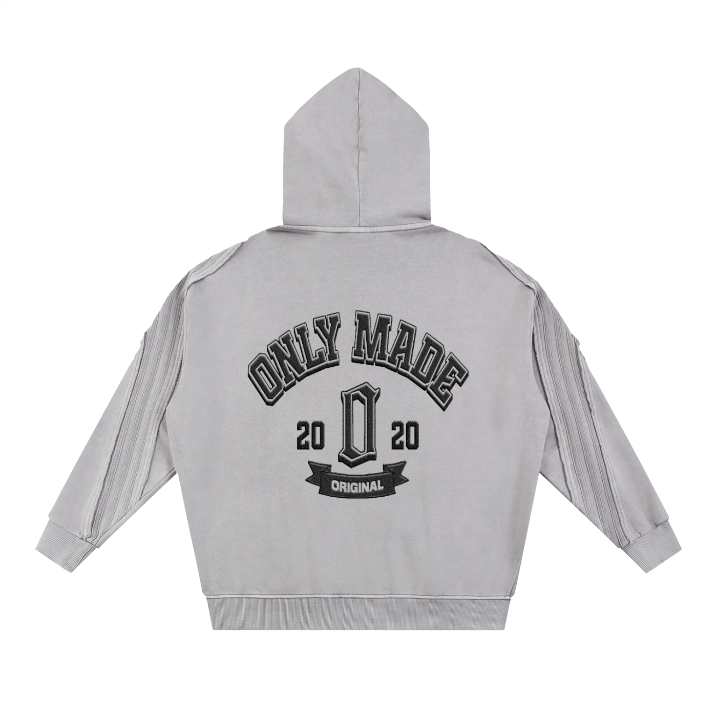 Snow Washed Tape Raw Edge Zip Hoodie