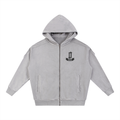 Snow Washed Tape Raw Edge Zip Hoodie